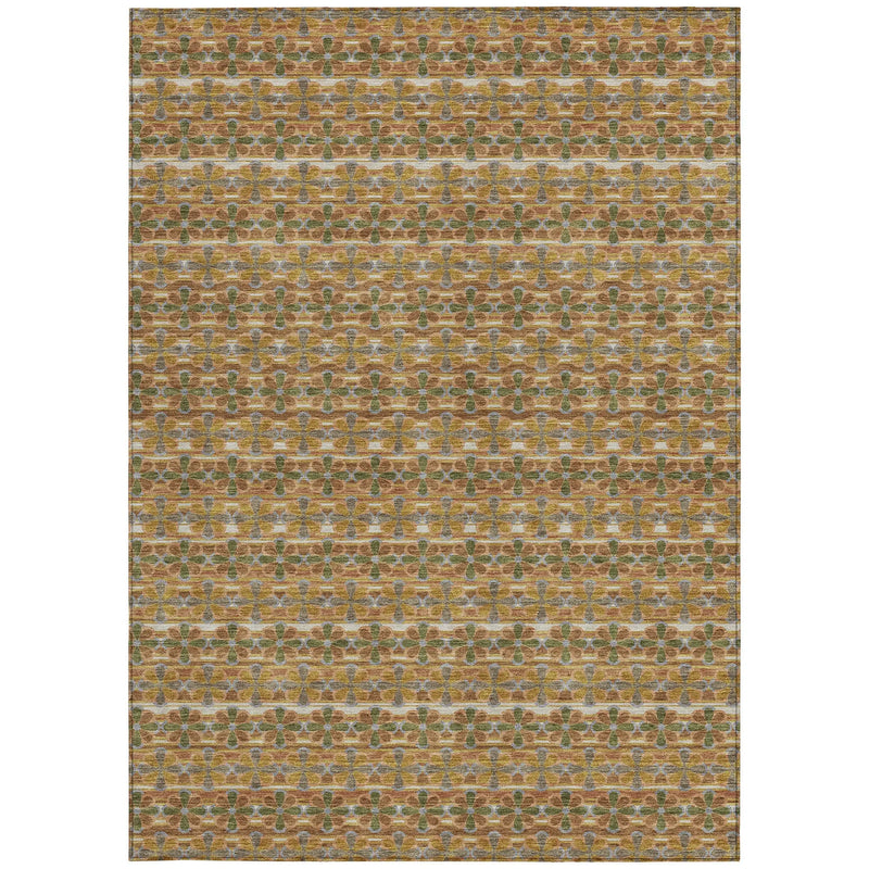 10' X 14' Orange And Blue Striped Washable Indoor Outdoor Area Rug Homeroots Outdoor