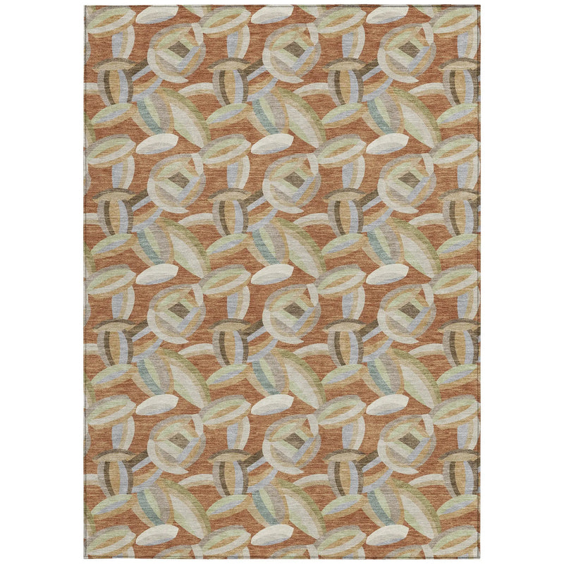 10' X 14' Orange And Brown Abstract Washable Indoor Outdoor Area Rug Homeroots Outdoor