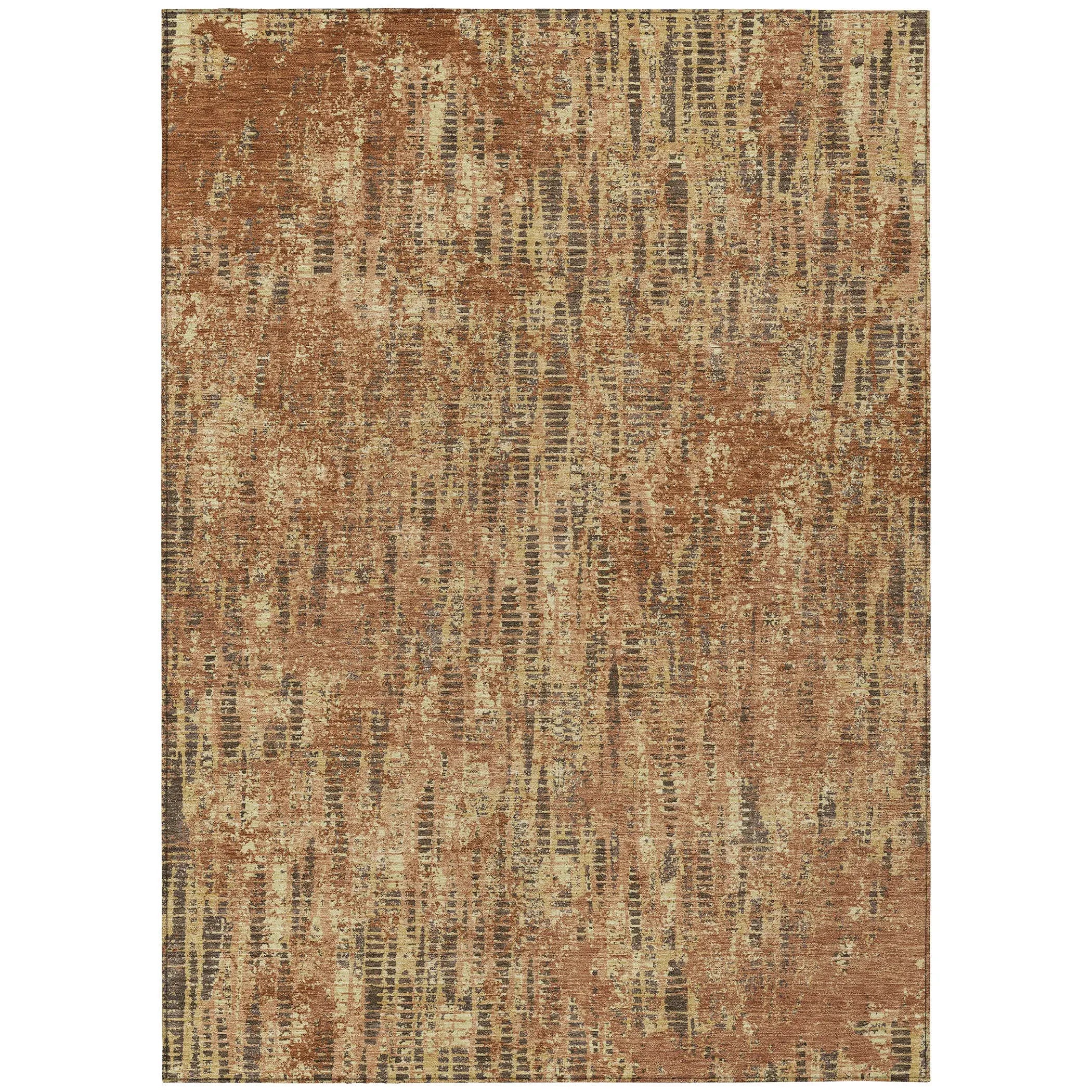 10' X 14' Orange And Brown Abstract Washable Indoor Outdoor Area Rug Homeroots Outdoor