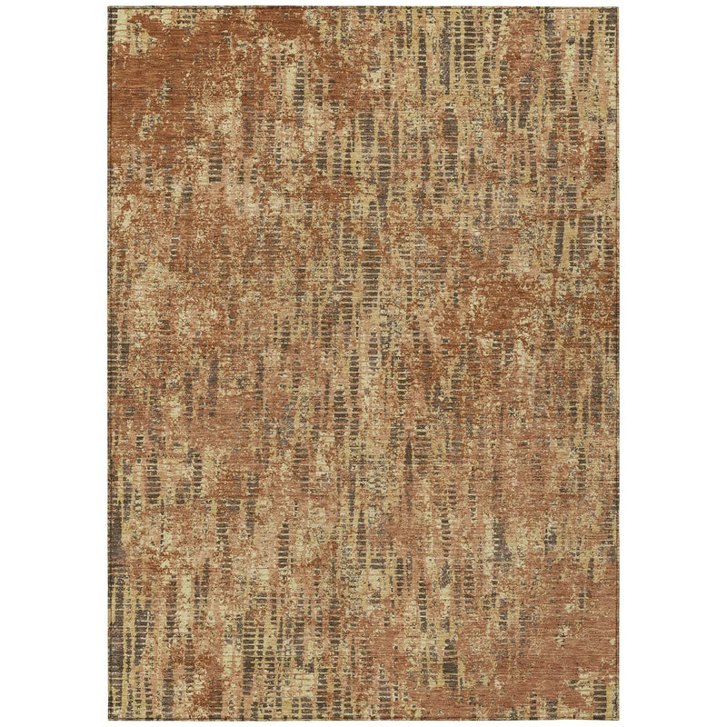 10' X 14' Orange And Brown Abstract Washable Indoor Outdoor Area Rug Homeroots Outdoor