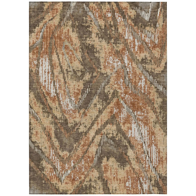 10' X 14' Orange And Brown Abstract Washable Indoor Outdoor Area Rug Homeroots Outdoor