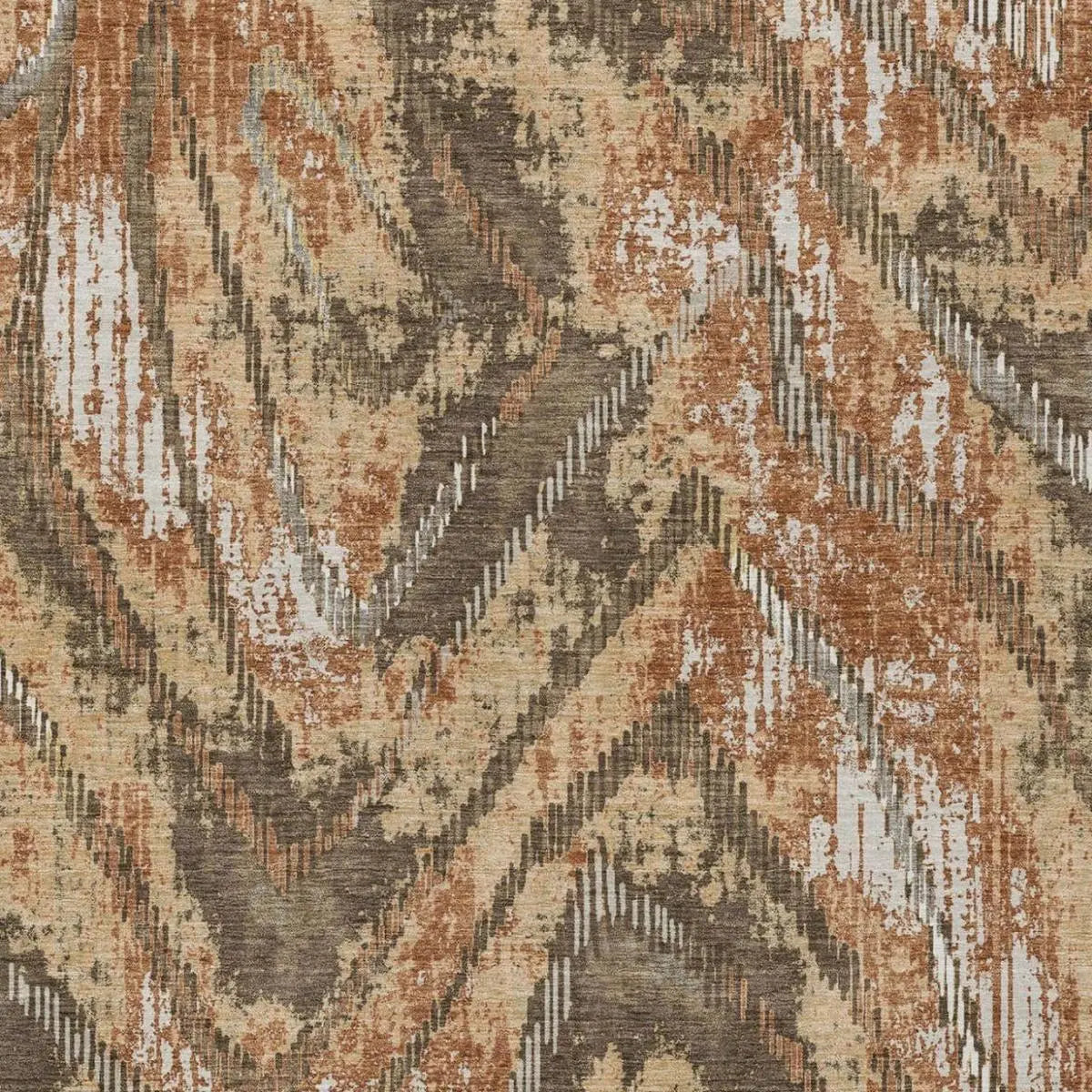 10' X 14' Orange And Brown Abstract Washable Indoor Outdoor Area Rug Homeroots Outdoor