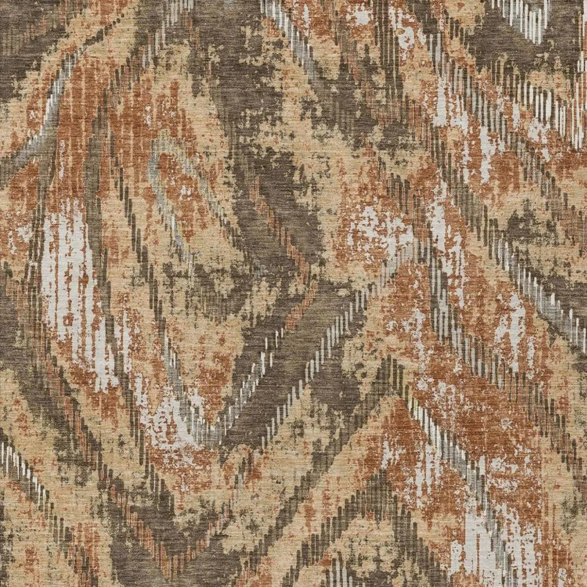 10' X 14' Orange And Brown Abstract Washable Indoor Outdoor Area Rug Homeroots Outdoor