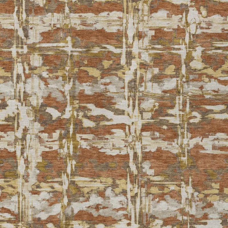 10' X 14' Orange And Brown Abstract Washable Indoor Outdoor Area Rug Homeroots Outdoor