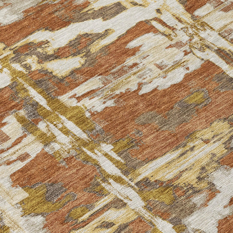 10' X 14' Orange And Brown Abstract Washable Indoor Outdoor Area Rug Homeroots Outdoor