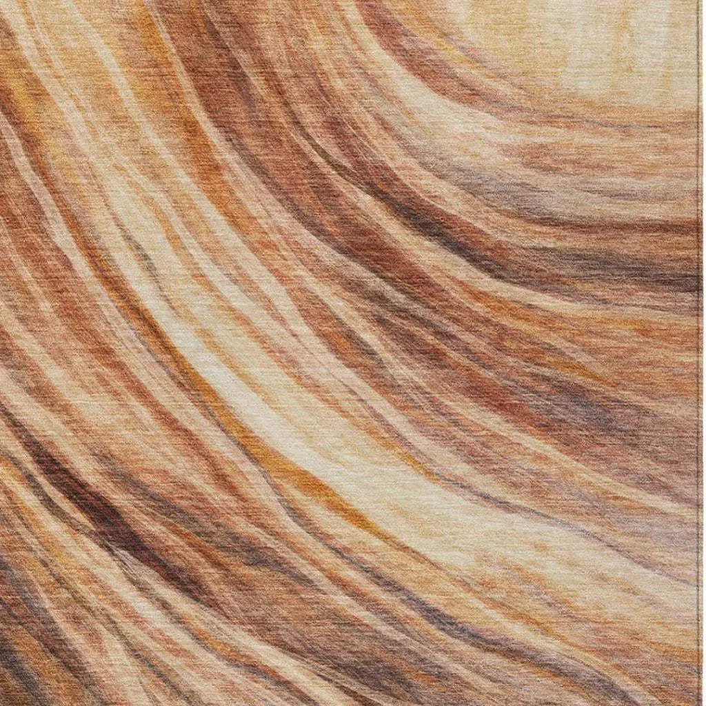 10' X 14' Orange And Brown Abstract Washable Indoor Outdoor Area Rug Homeroots Outdoor