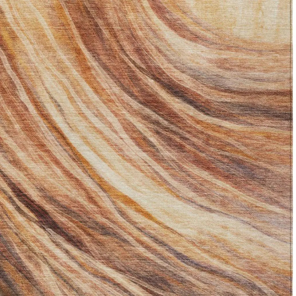 10' X 14' Orange And Brown Abstract Washable Indoor Outdoor Area Rug Homeroots Outdoor