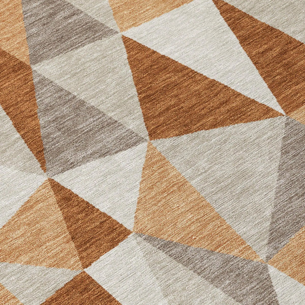 10' X 14' Orange And Brown Geometric Washable Indoor Outdoor Area Rug Homeroots Outdoor