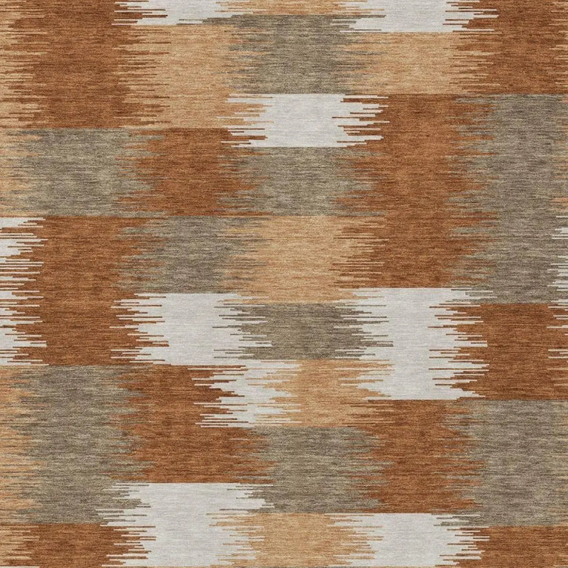 10' X 14' Orange And Brown Geometric Washable Indoor Outdoor Area Rug Homeroots Outdoor