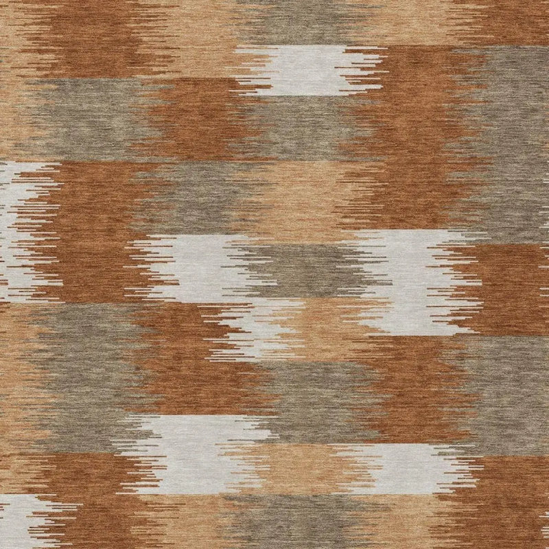 10' X 14' Orange And Brown Geometric Washable Indoor Outdoor Area Rug Homeroots Outdoor