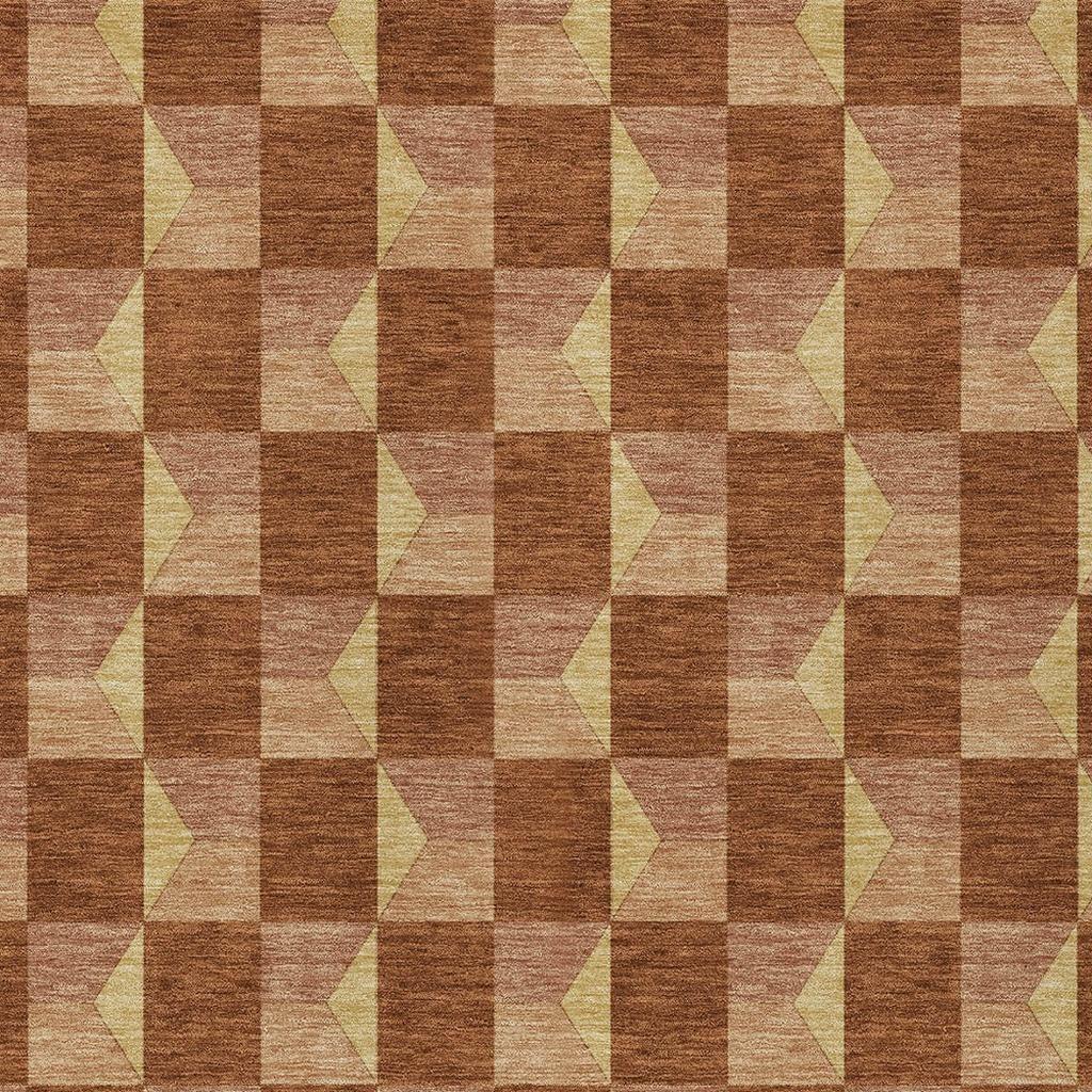 10' X 14' Orange And Brown Geometric Washable Indoor Outdoor Area Rug Homeroots Outdoor