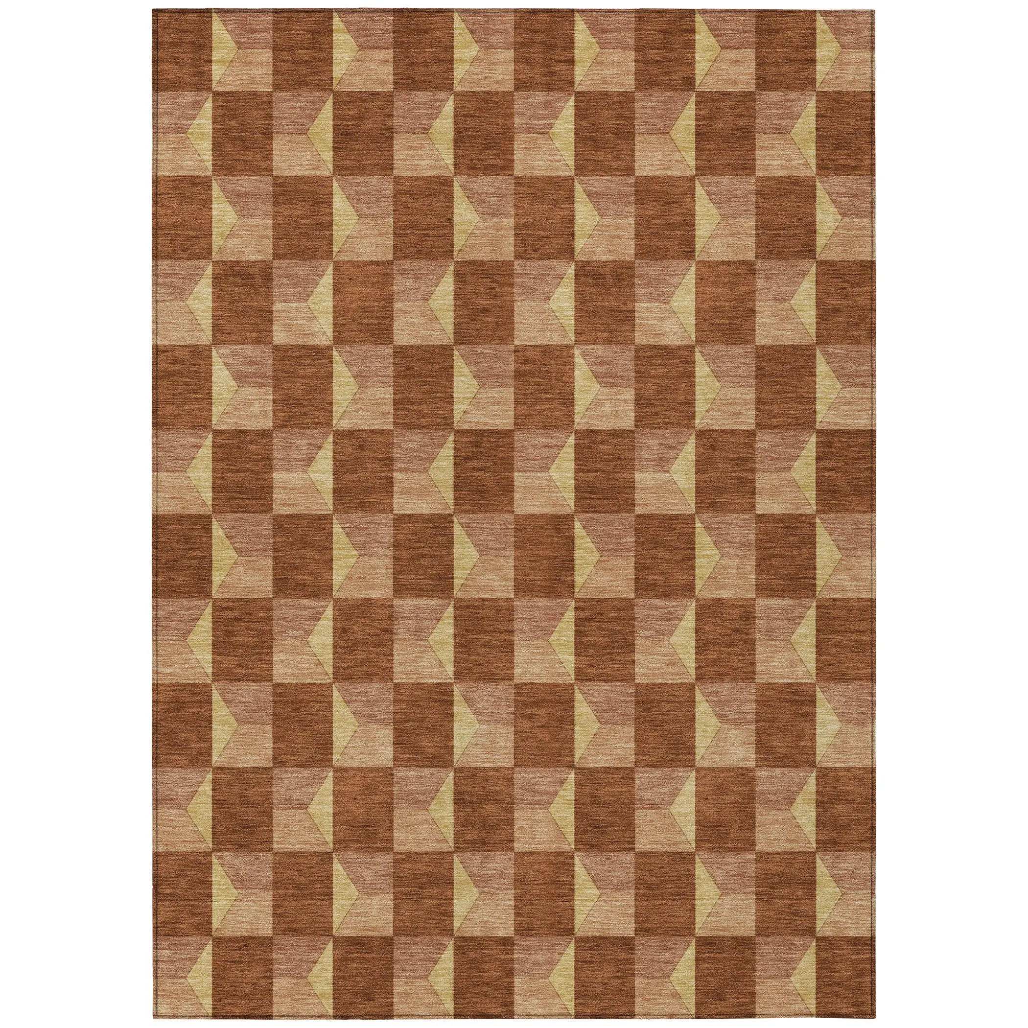 10' X 14' Orange And Brown Geometric Washable Indoor Outdoor Area Rug Homeroots Outdoor