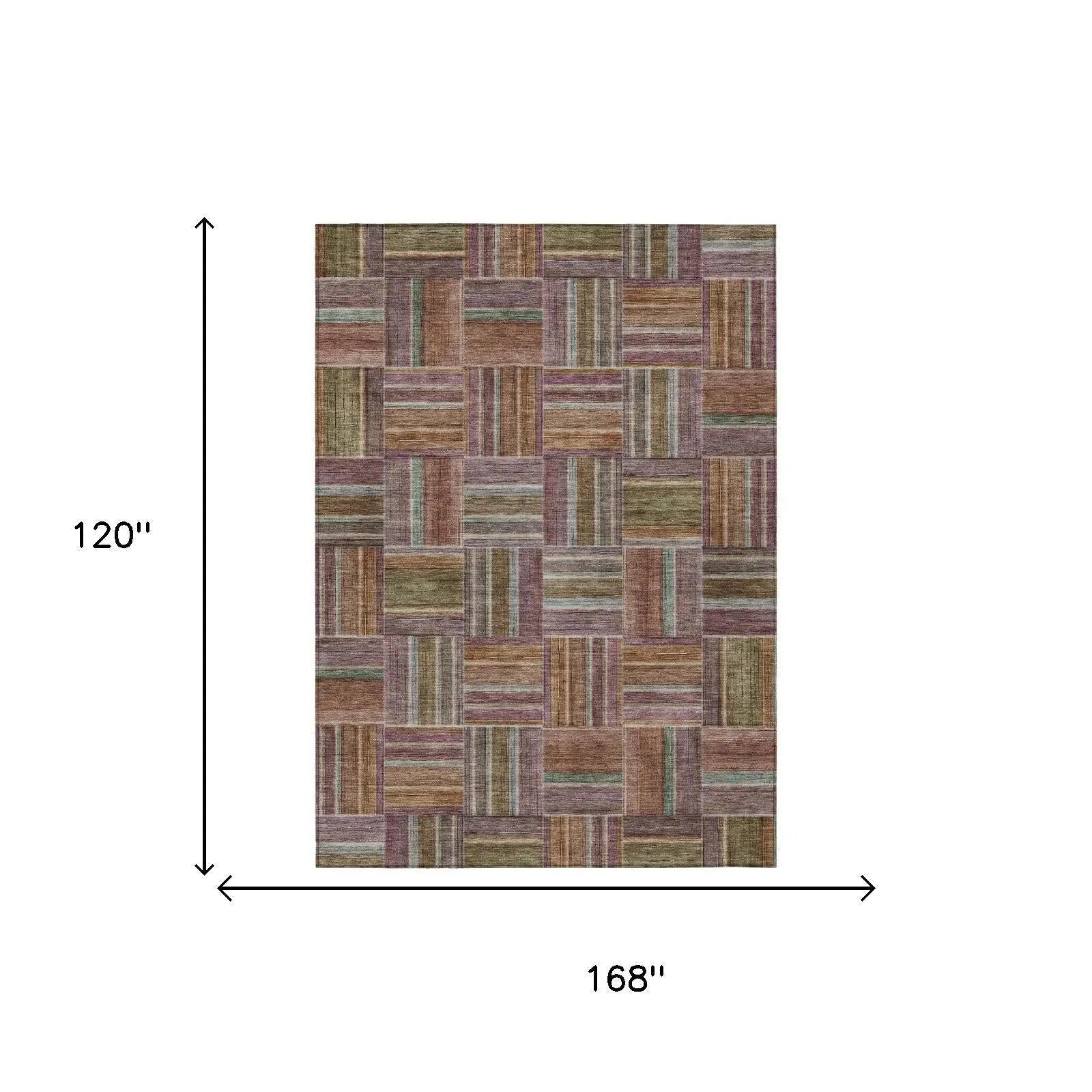 10' X 14' Orange And Brown Geometric Washable Indoor Outdoor Area Rug Homeroots Outdoor