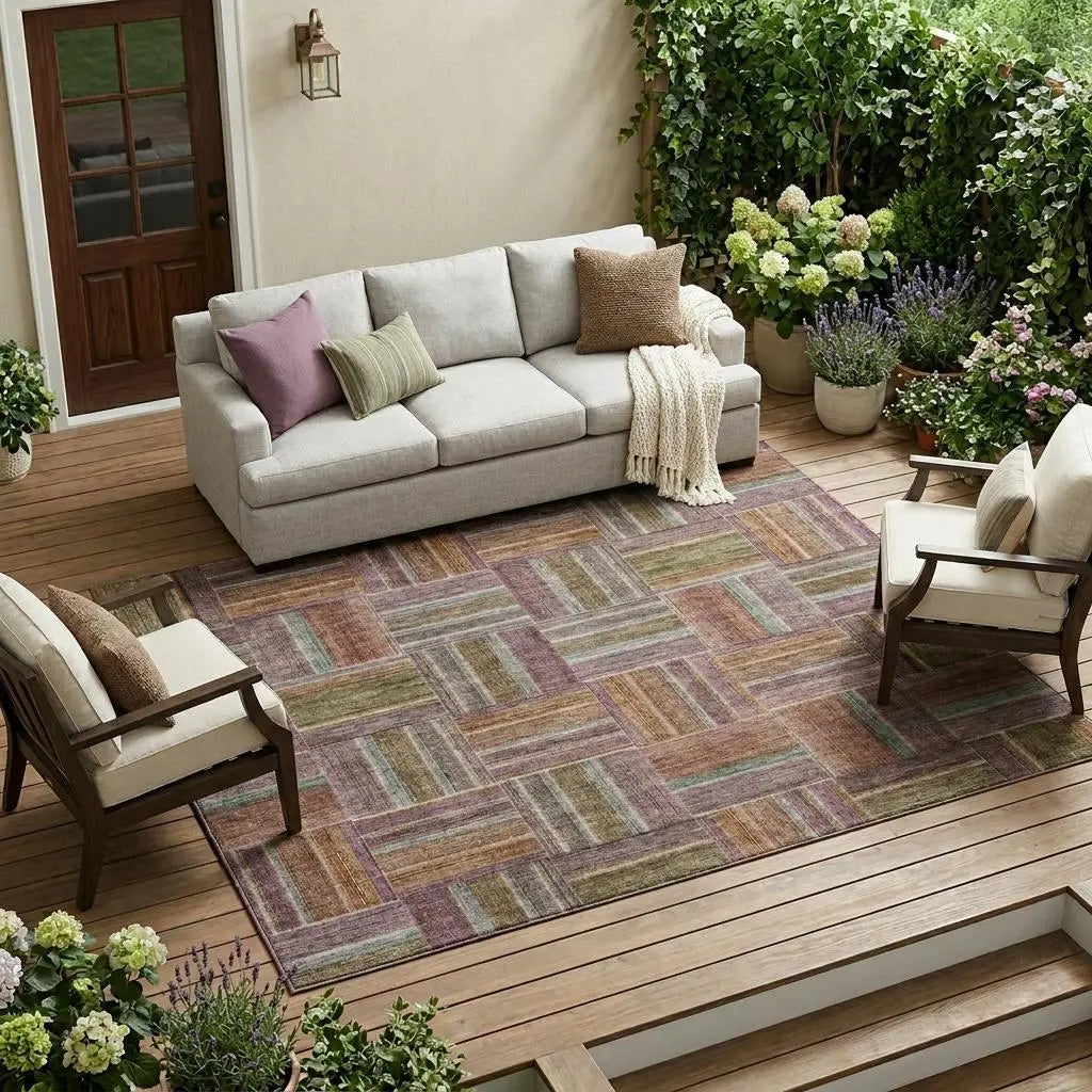 10' X 14' Orange And Brown Geometric Washable Indoor Outdoor Area Rug Homeroots Outdoor
