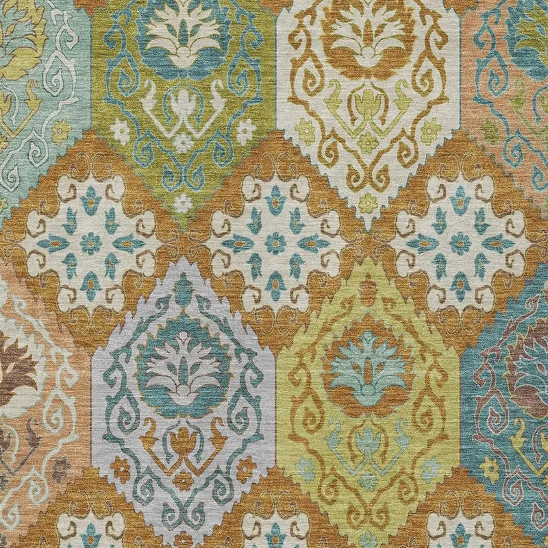 10' X 14' Orange And Brown Geometric Washable Indoor Outdoor Area Rug Homeroots Outdoor