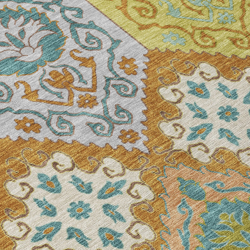 10' X 14' Orange And Brown Geometric Washable Indoor Outdoor Area Rug Homeroots Outdoor