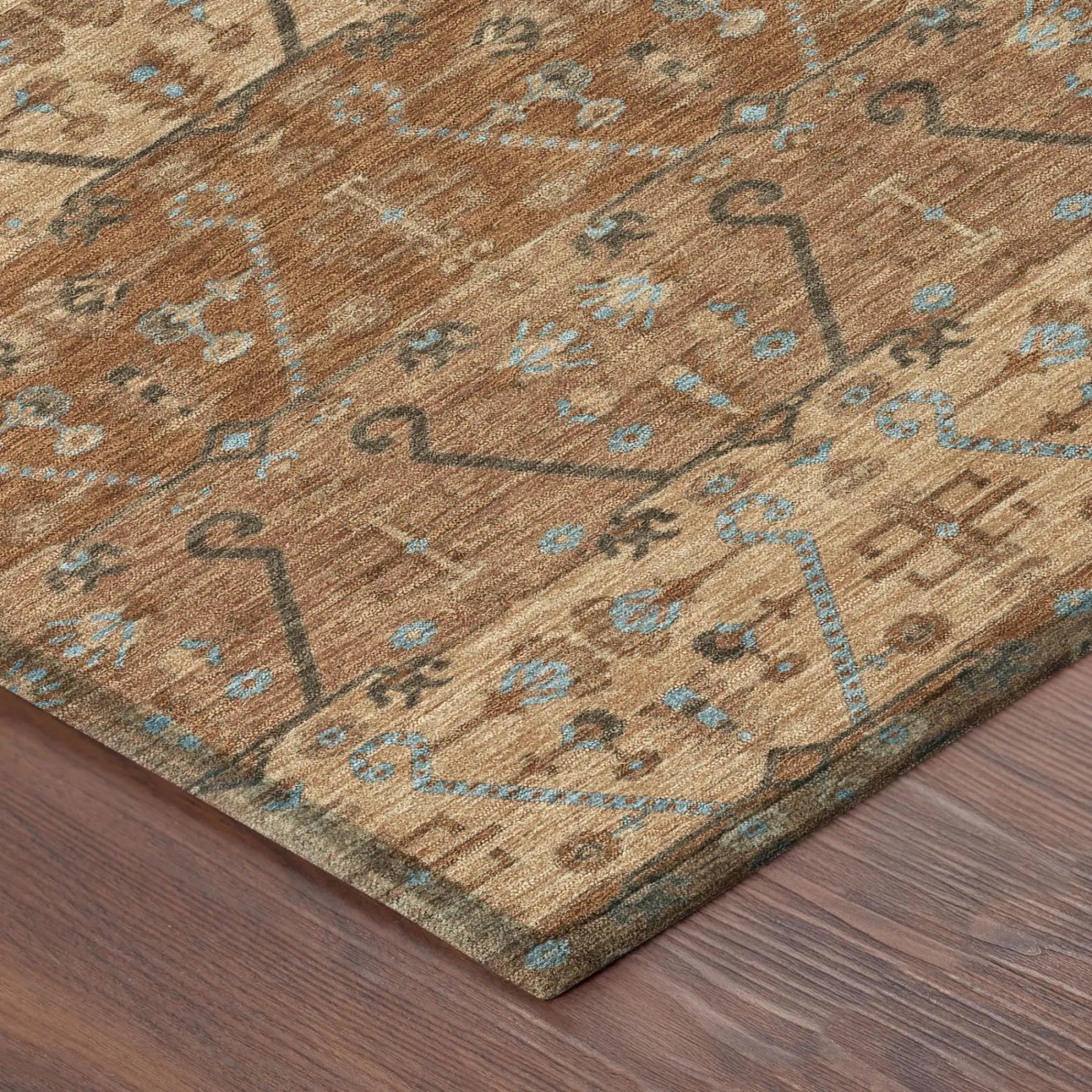 10' X 14' Orange And Brown Oriental Washable Indoor Outdoor Area Rug Homeroots Outdoor