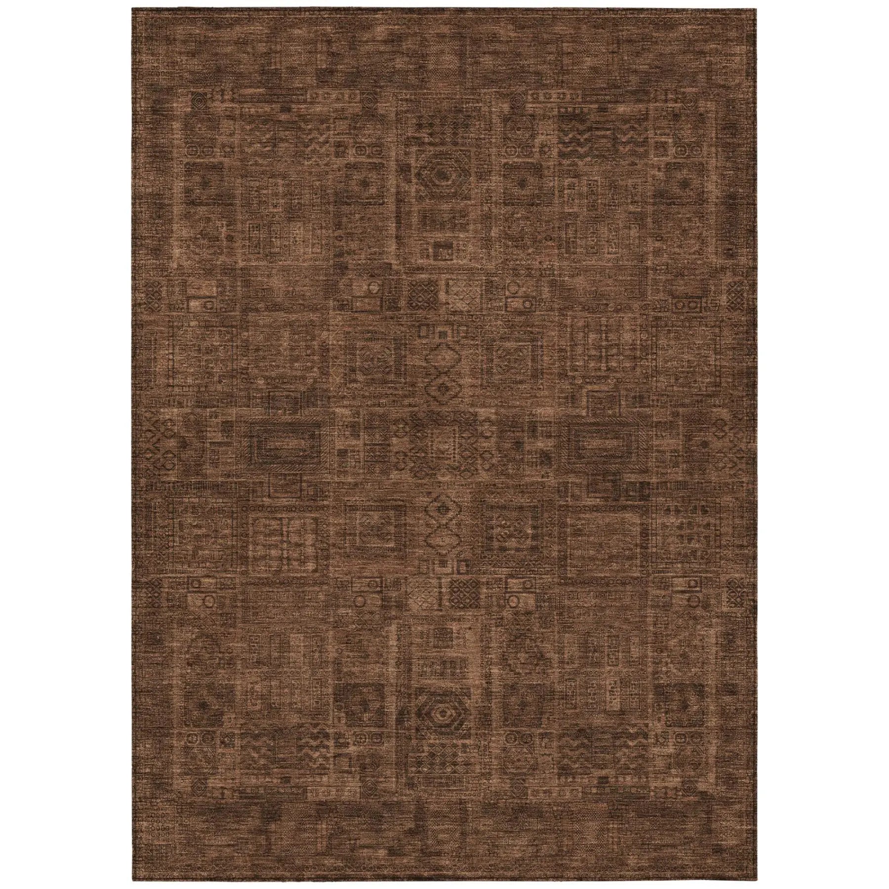 10' X 14' Orange And Brown Oriental Washable Indoor Outdoor Area Rug Homeroots Outdoor