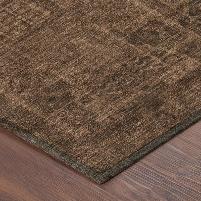 10' X 14' Orange And Brown Oriental Washable Indoor Outdoor Area Rug Homeroots Outdoor