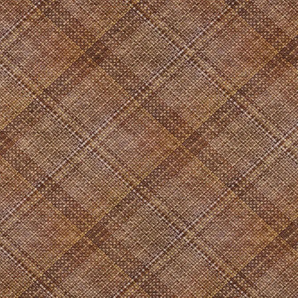 10' X 14' Orange And Brown Plaid Washable Indoor Outdoor Area Rug Homeroots Outdoor