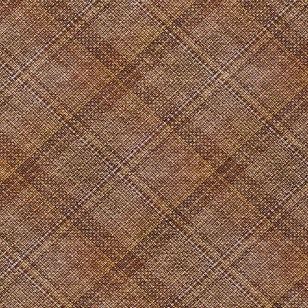 10' X 14' Orange And Brown Plaid Washable Indoor Outdoor Area Rug Homeroots Outdoor