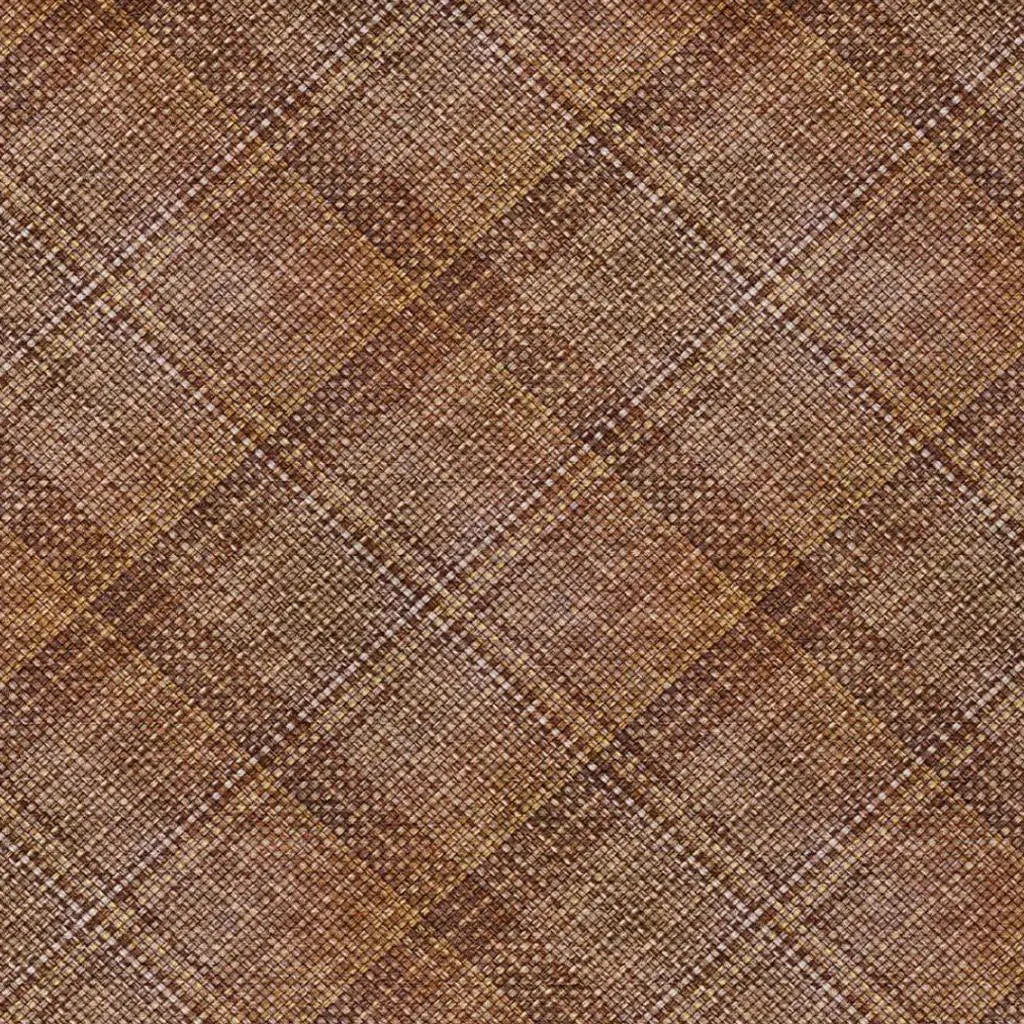 10' X 14' Orange And Brown Plaid Washable Indoor Outdoor Area Rug Homeroots Outdoor