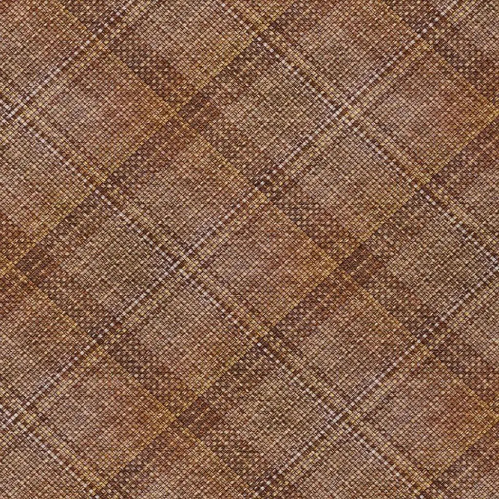 10' X 14' Orange And Brown Plaid Washable Indoor Outdoor Area Rug Homeroots Outdoor