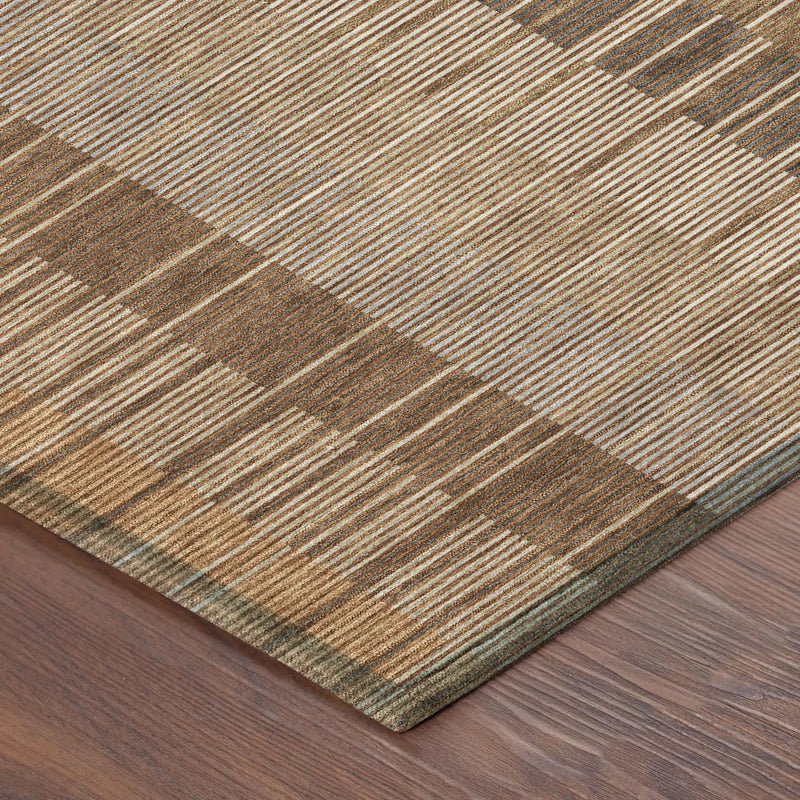 10' X 14' Orange And Brown Striped Washable Indoor Outdoor Area Rug Homeroots Outdoor