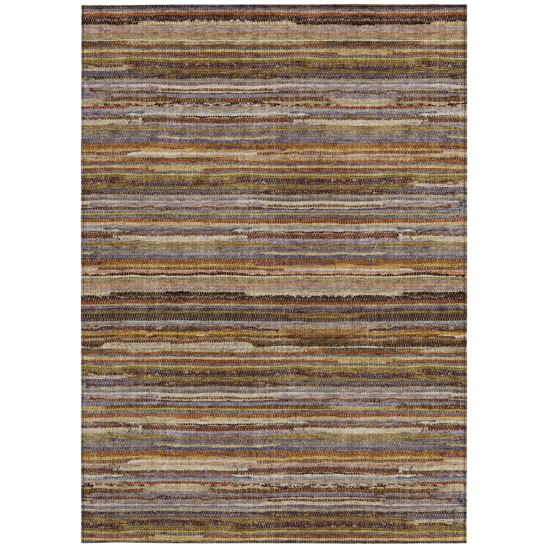 10' X 14' Orange And Brown Striped Washable Indoor Outdoor Area Rug Homeroots Outdoor