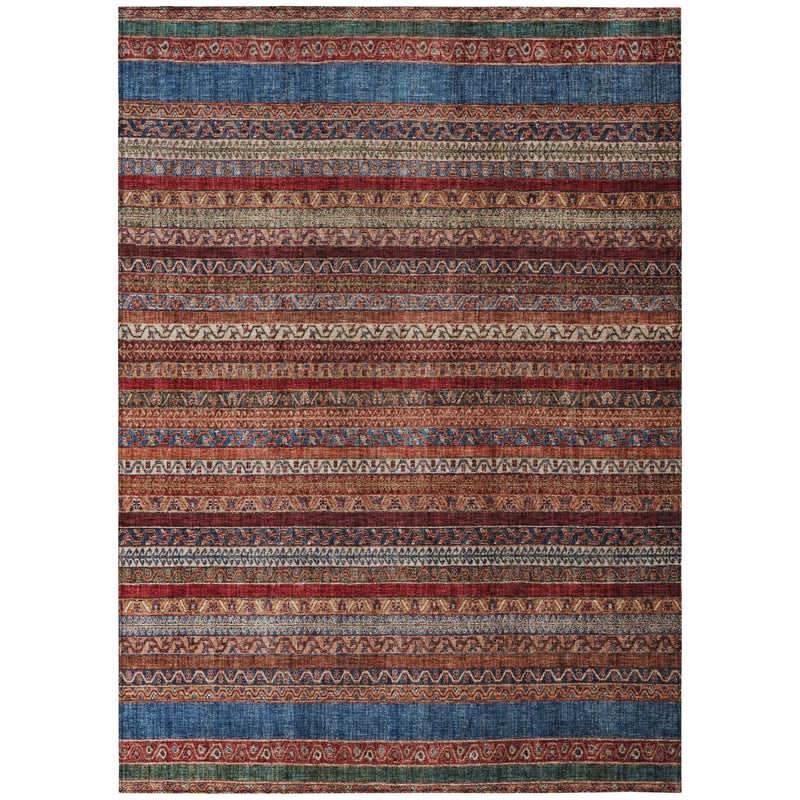 10' X 14' Orange And Burgundy Striped Washable Indoor Outdoor Area Rug Homeroots Outdoor