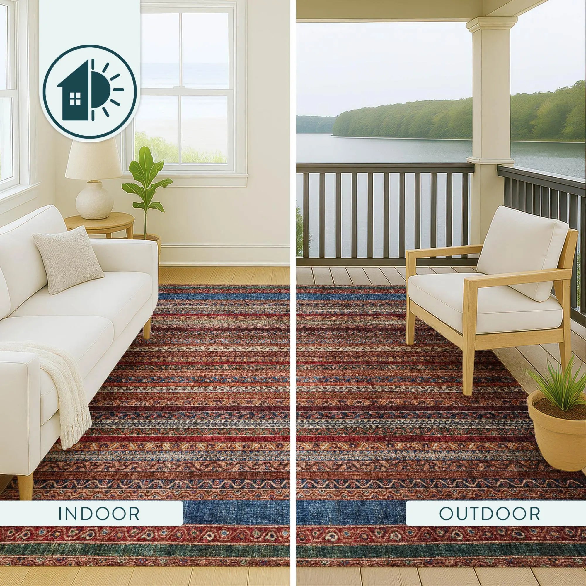 10' X 14' Orange And Burgundy Striped Washable Indoor Outdoor Area Rug Homeroots Outdoor
