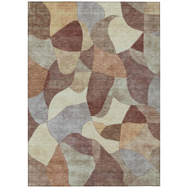 10' X 14' Orange And Chocolate Abstract Washable Indoor Outdoor Area Rug Homeroots Outdoor