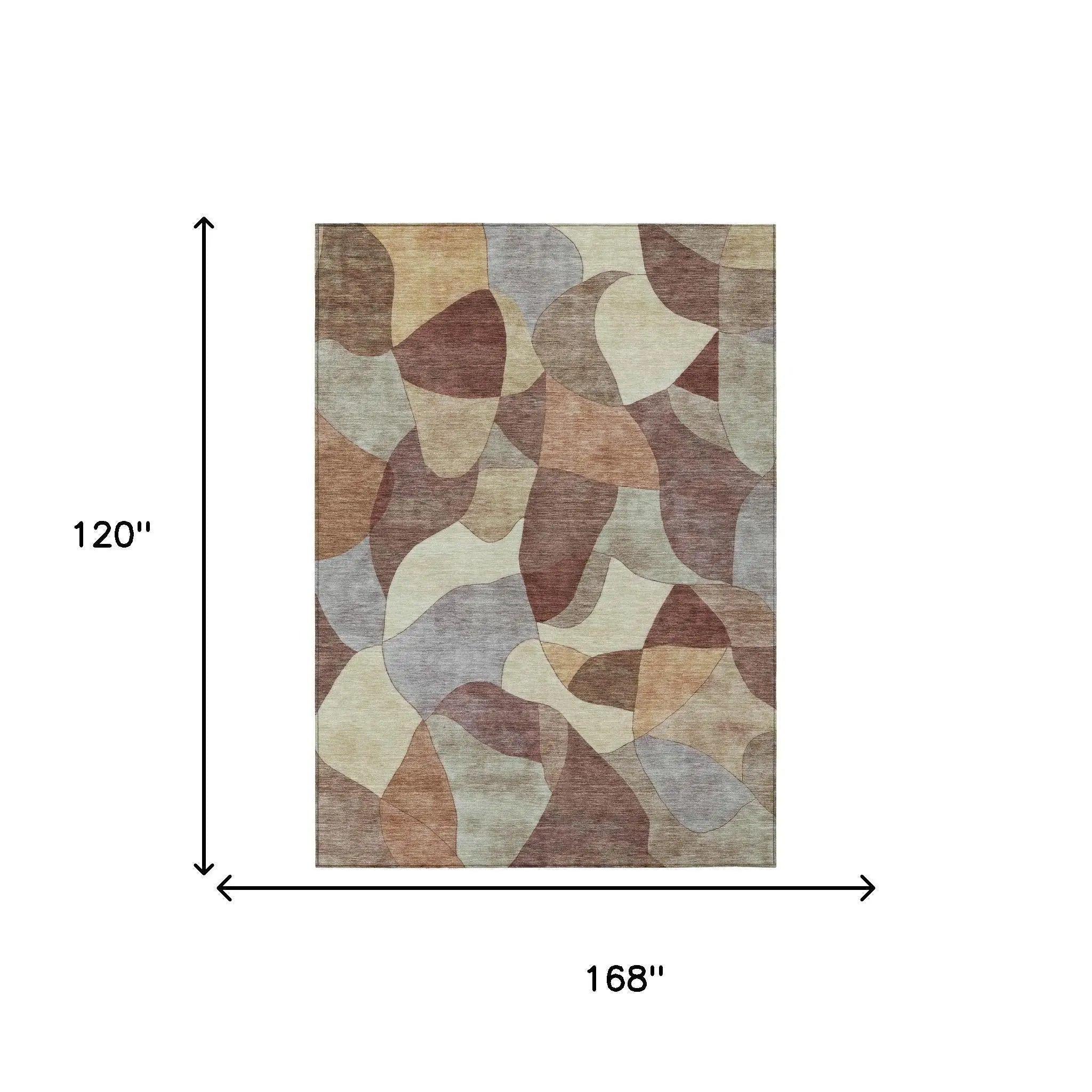 10' X 14' Orange And Chocolate Abstract Washable Indoor Outdoor Area Rug Homeroots Outdoor