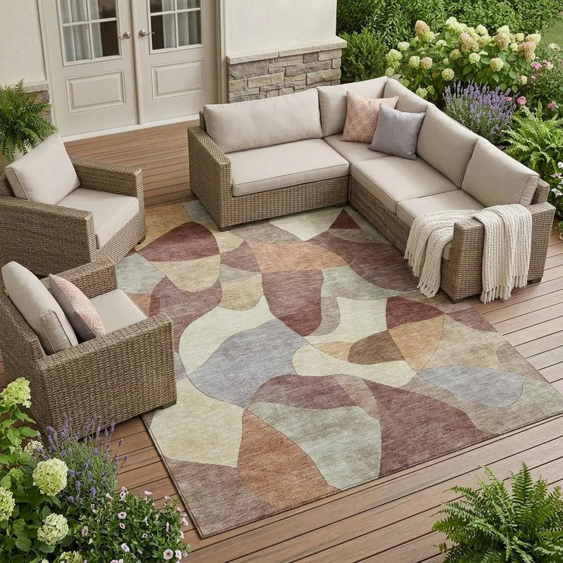 10' X 14' Orange And Chocolate Abstract Washable Indoor Outdoor Area Rug Homeroots Outdoor