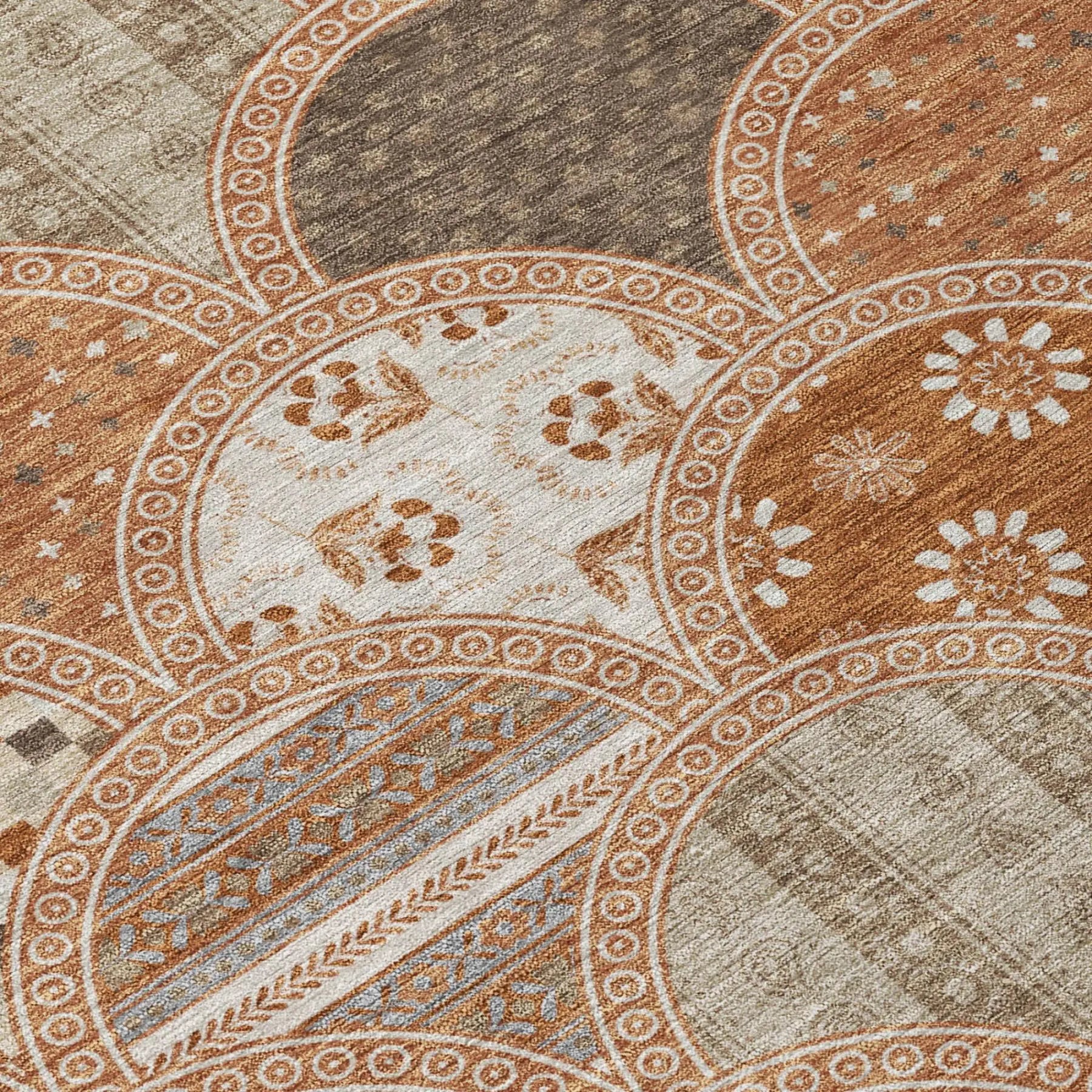 10' X 14' Orange And Chocolate Geometric Washable Indoor Outdoor Area Rug Homeroots Outdoor
