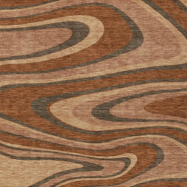 10' X 14' Orange And Copper Abstract Washable Indoor Outdoor Area Rug Homeroots Outdoor