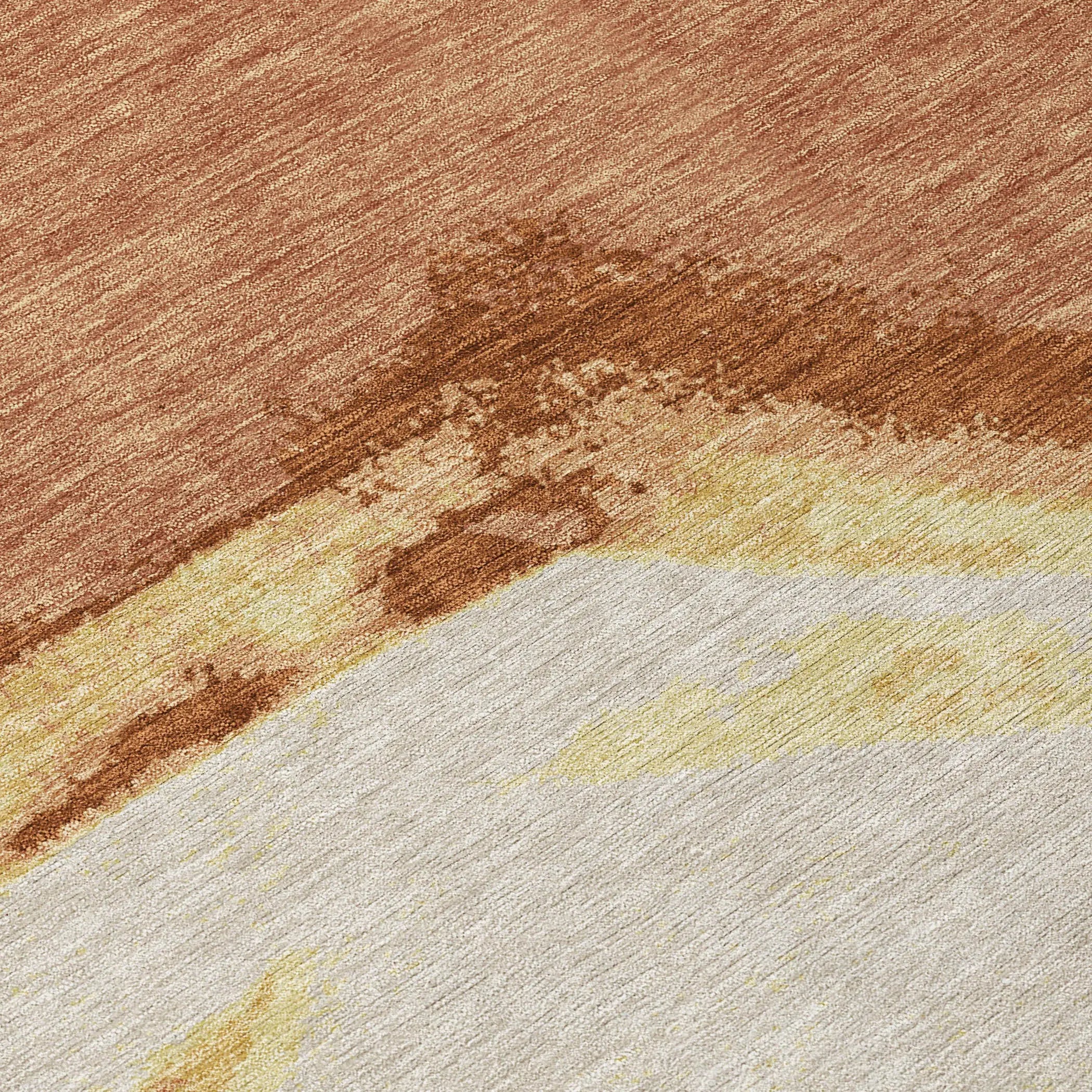10' X 14' Orange And Copper Abstract Washable Indoor Outdoor Area Rug Homeroots Outdoor