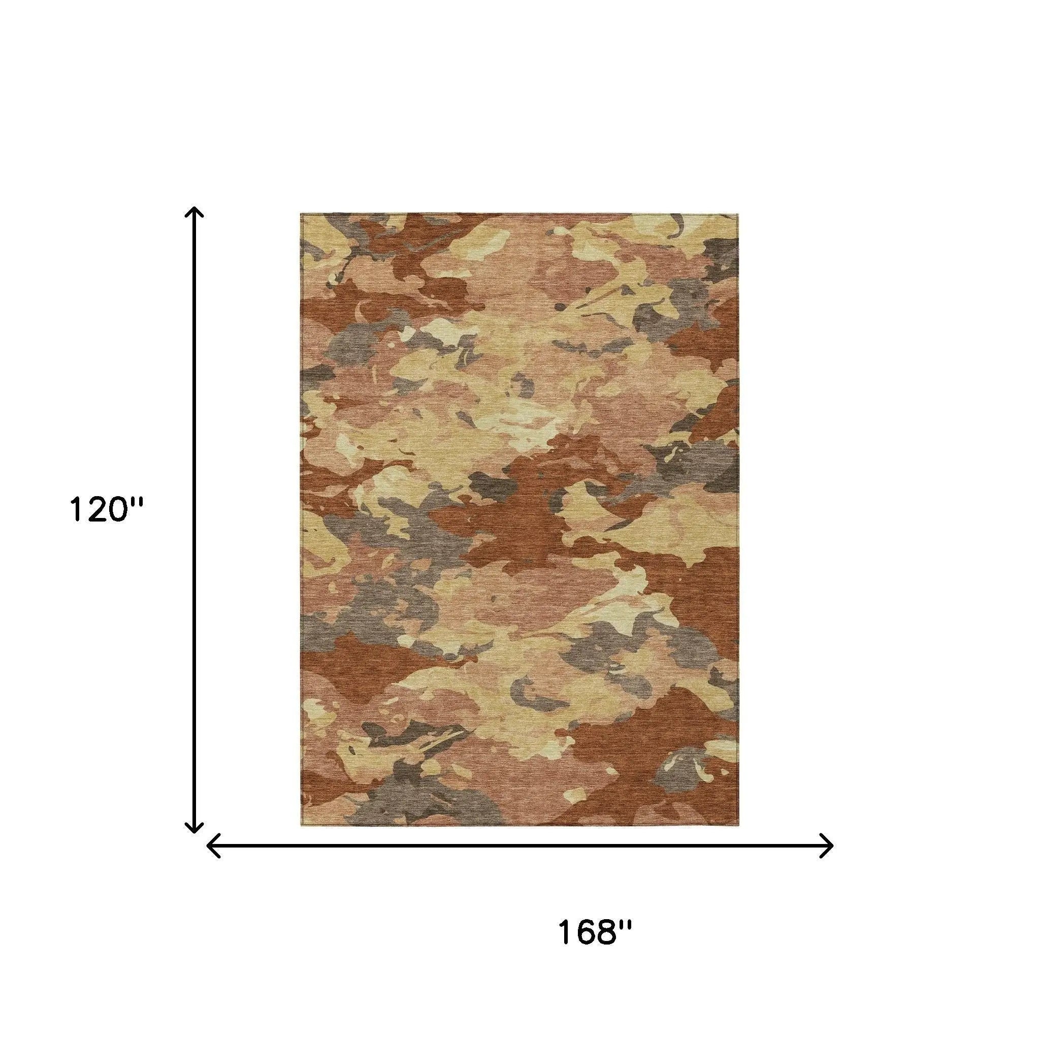 10' X 14' Orange And Copper Abstract Washable Indoor Outdoor Area Rug Homeroots Outdoor