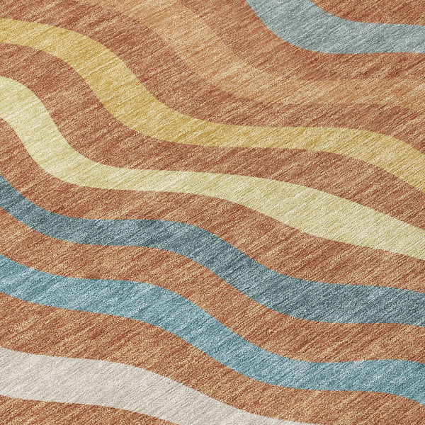 10' X 14' Orange And Copper Abstract Washable Indoor Outdoor Area Rug Homeroots Outdoor