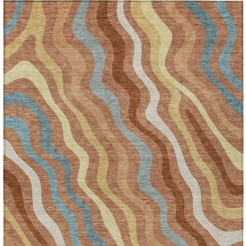 10' X 14' Orange And Copper Abstract Washable Indoor Outdoor Area Rug Homeroots Outdoor