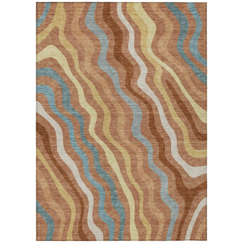 10' X 14' Orange And Copper Abstract Washable Indoor Outdoor Area Rug Homeroots Outdoor