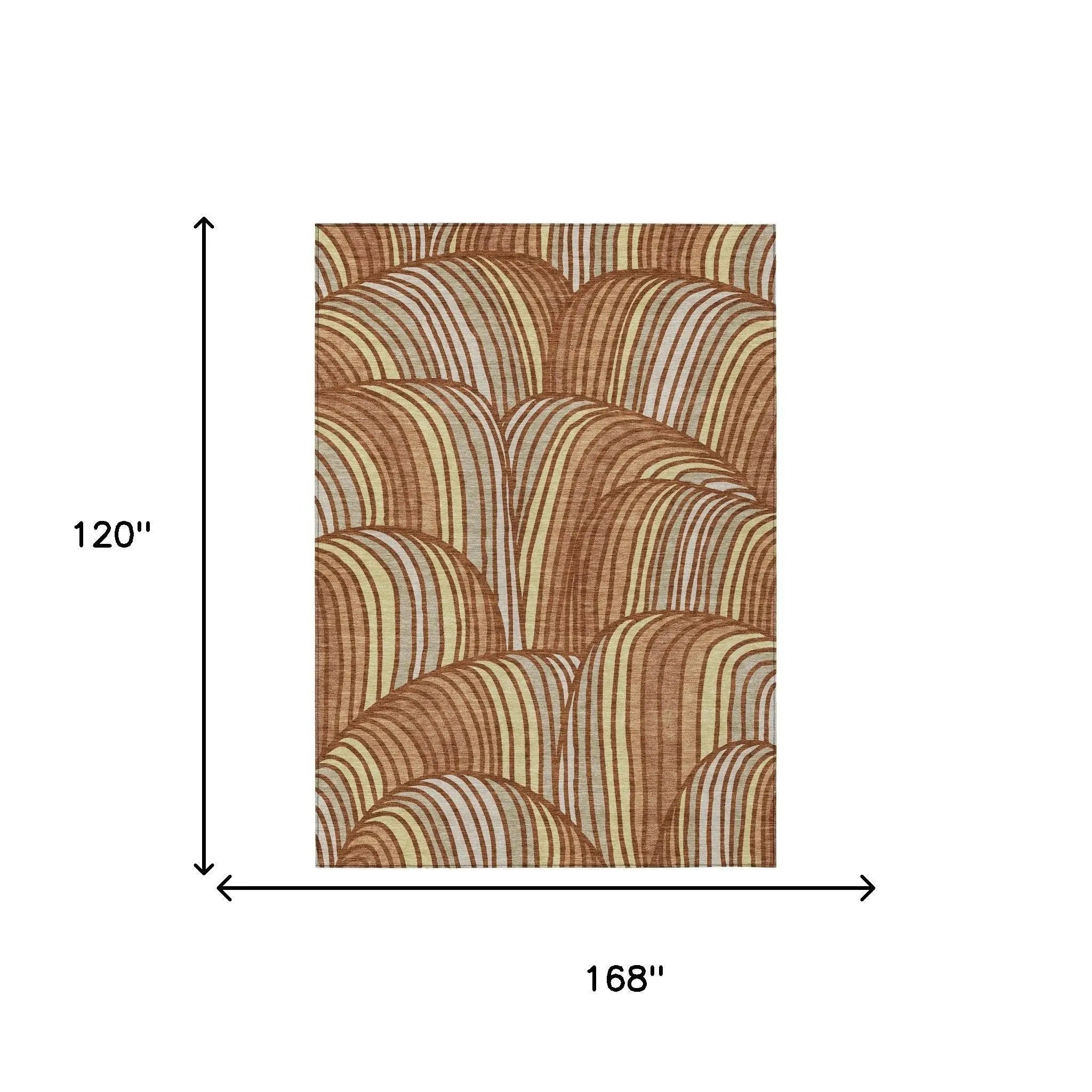 10' X 14' Orange And Copper Abstract Washable Indoor Outdoor Area Rug Homeroots Outdoor