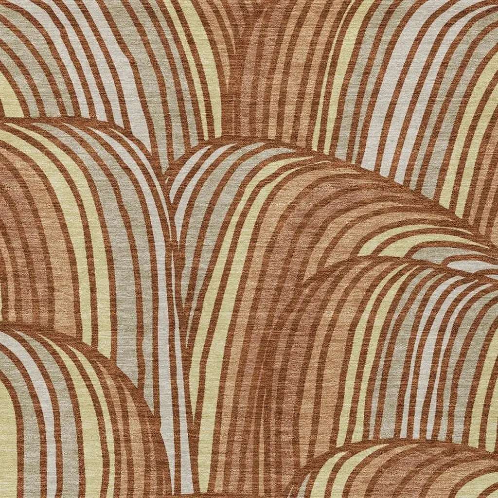10' X 14' Orange And Copper Abstract Washable Indoor Outdoor Area Rug Homeroots Outdoor