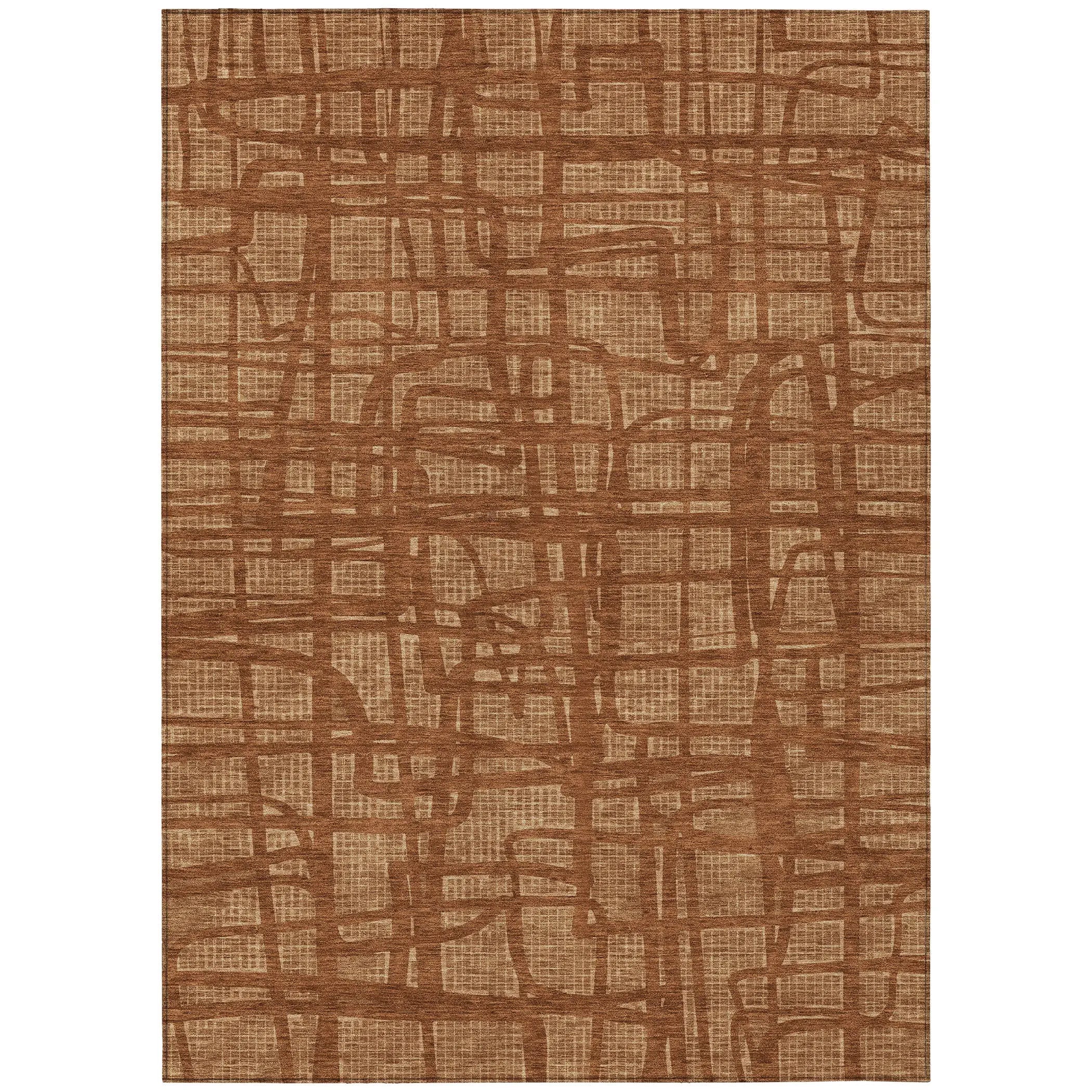 10' X 14' Orange And Copper Abstract Washable Indoor Outdoor Area Rug Homeroots Outdoor