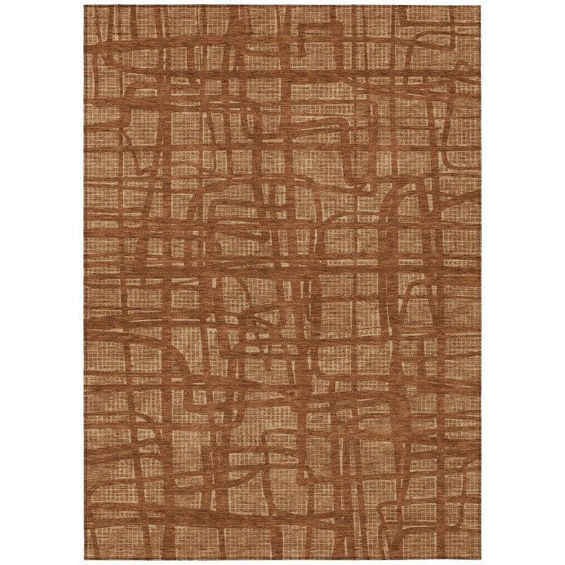 10' X 14' Orange And Copper Abstract Washable Indoor Outdoor Area Rug Homeroots Outdoor