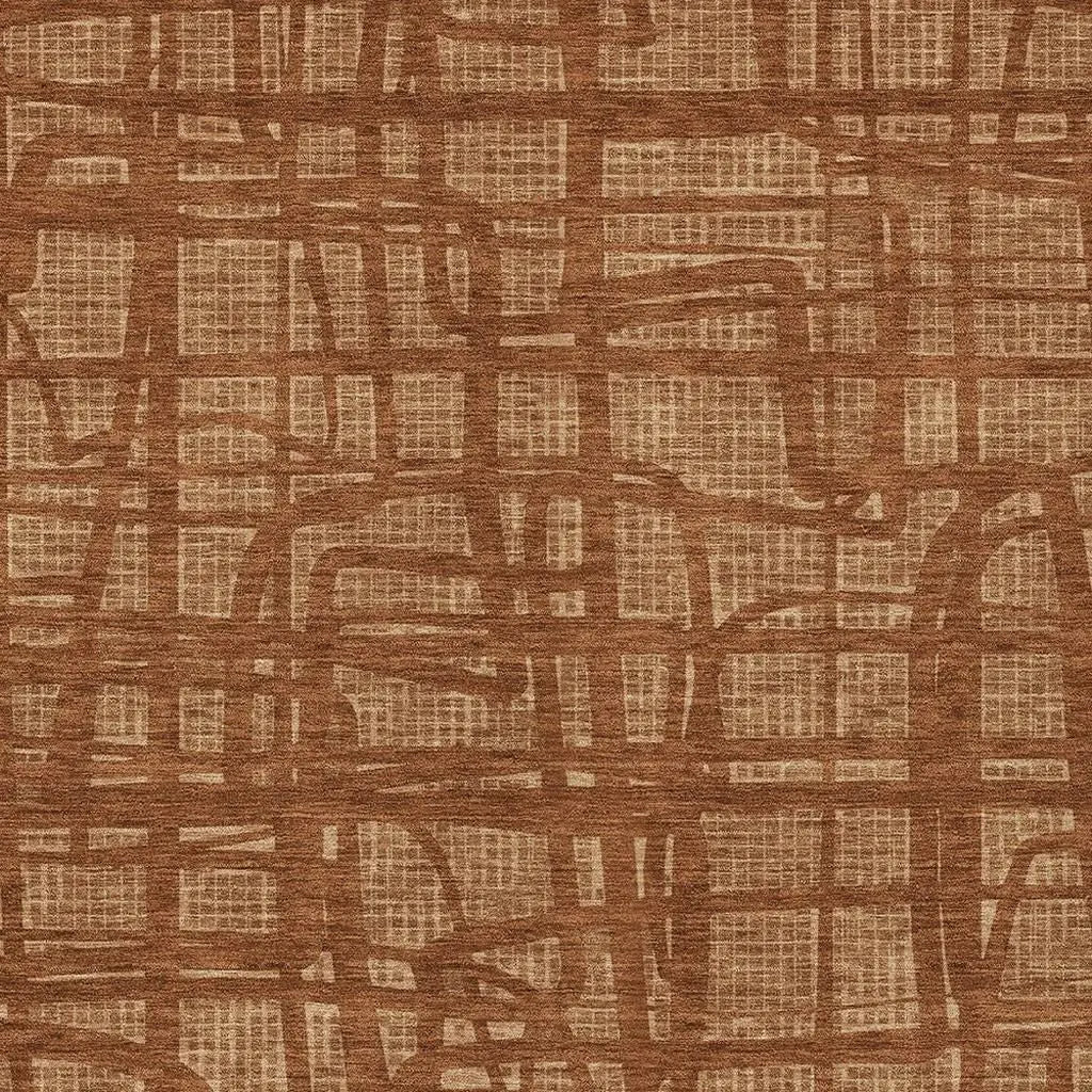 10' X 14' Orange And Copper Abstract Washable Indoor Outdoor Area Rug Homeroots Outdoor