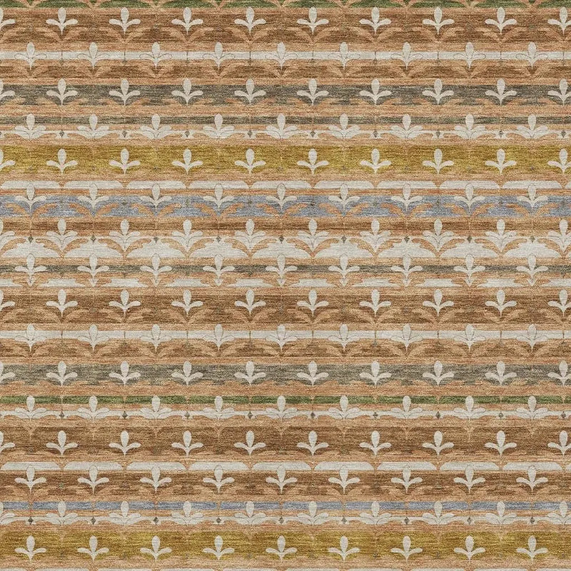 10' X 14' Orange And Copper Damask Washable Indoor Outdoor Area Rug Homeroots Outdoor