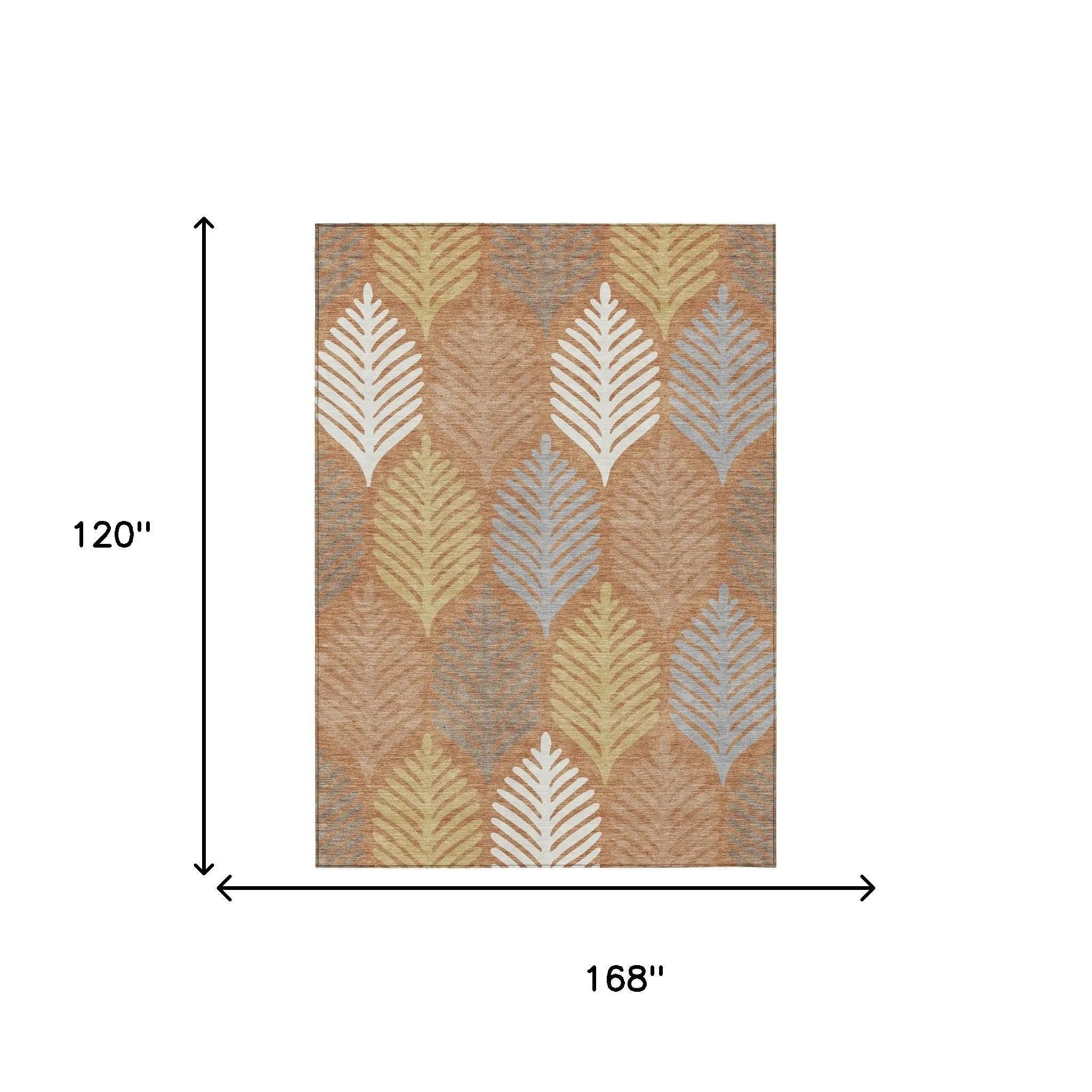10' X 14' Orange And Copper Floral Washable Indoor Outdoor Area Rug Homeroots Outdoor