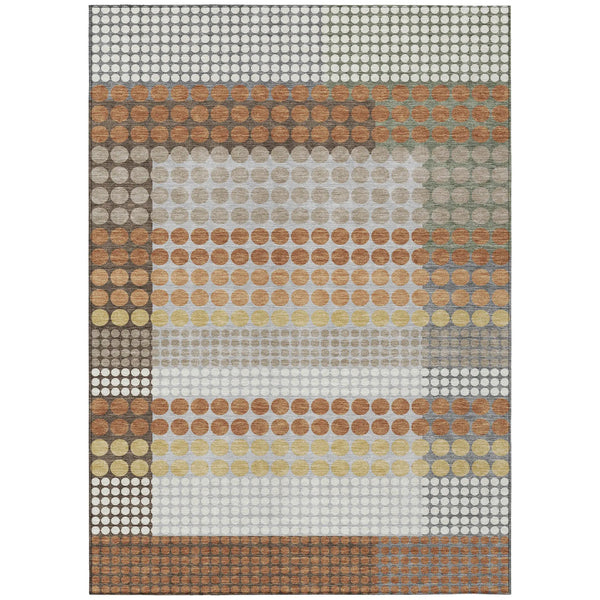 10' X 14' Orange And Copper Geometric Washable Indoor Outdoor Area Rug Homeroots Outdoor