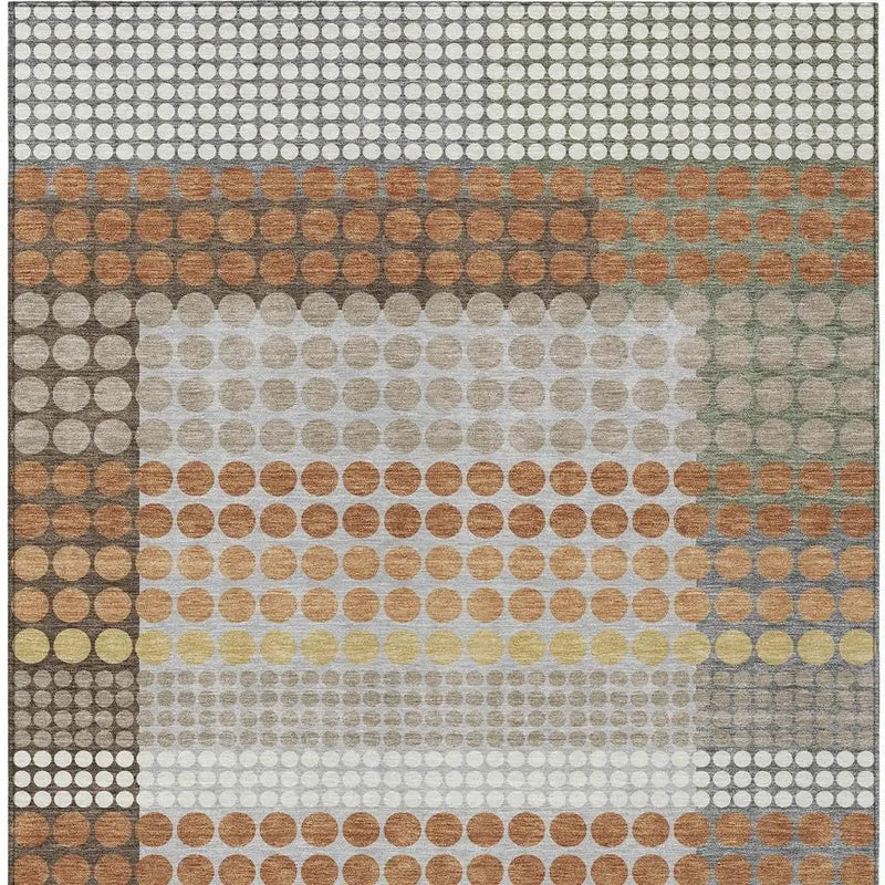 10' X 14' Orange And Copper Geometric Washable Indoor Outdoor Area Rug Homeroots Outdoor
